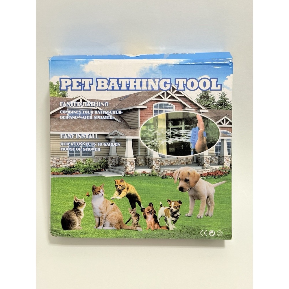 Pet Bathing Tool Scrubber And Water Sprayer Easy Install Faster Dog Baths NEW